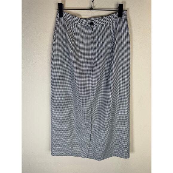 Vintage Michel T Skirt Fits M Black White Houndstooth Wool Blend‎ Pencil Preppy - Picture 1 of 8